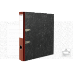 Папка с арочным механизмом "Attomex" A4 50 мм, мраморная картонная, собранная, c металлической окантовкой нижней кромки, с этикеткой для надписей, запечатка форзаца, красная