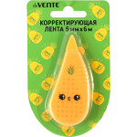 Корректирующая лента "deVENTE. Pineapple" 5 ммx06 м, регулировка натяжения ленты, оранжевый непрозрачный корпус, фронтальный аппликатор, в картонном блистере