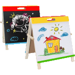 Доска для рисования детская комбинированная "deVENTE" 47x10,5x51 см, деревянная складная, настольная, двустороннее полотно для рисования и в качестве магнитной доски, цветная